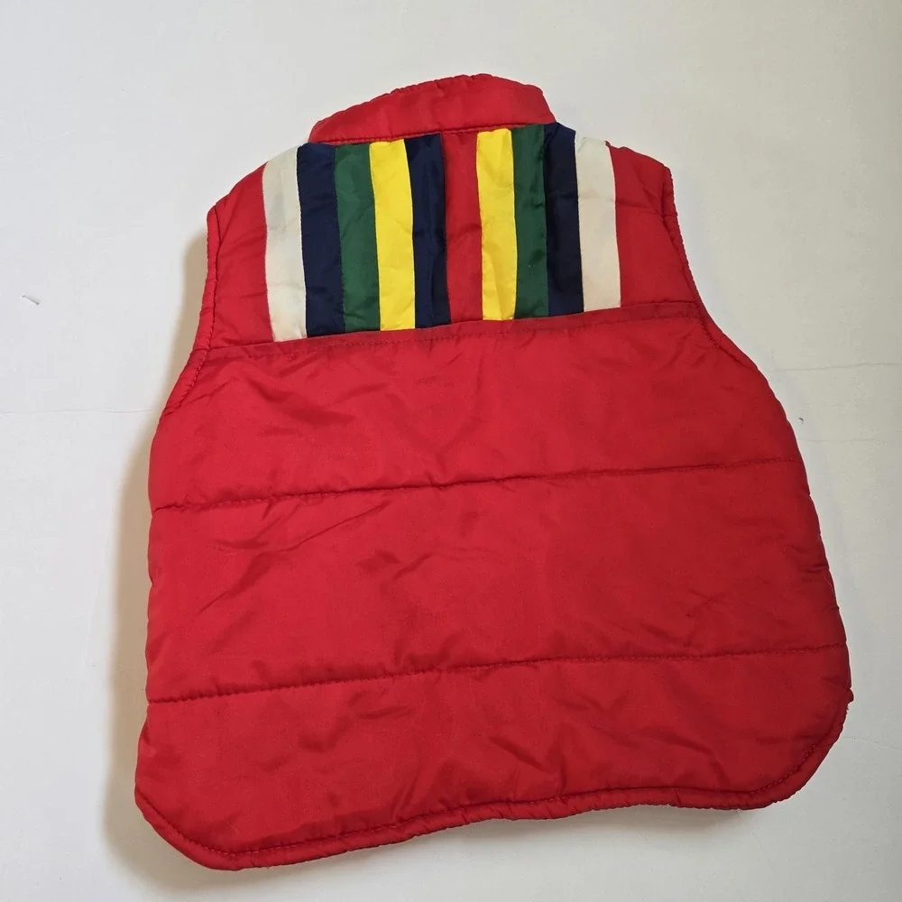 VTG 80s‎ French Toast Toddler Rainbow Puffer Vest 4T Red Snap Front Color Block